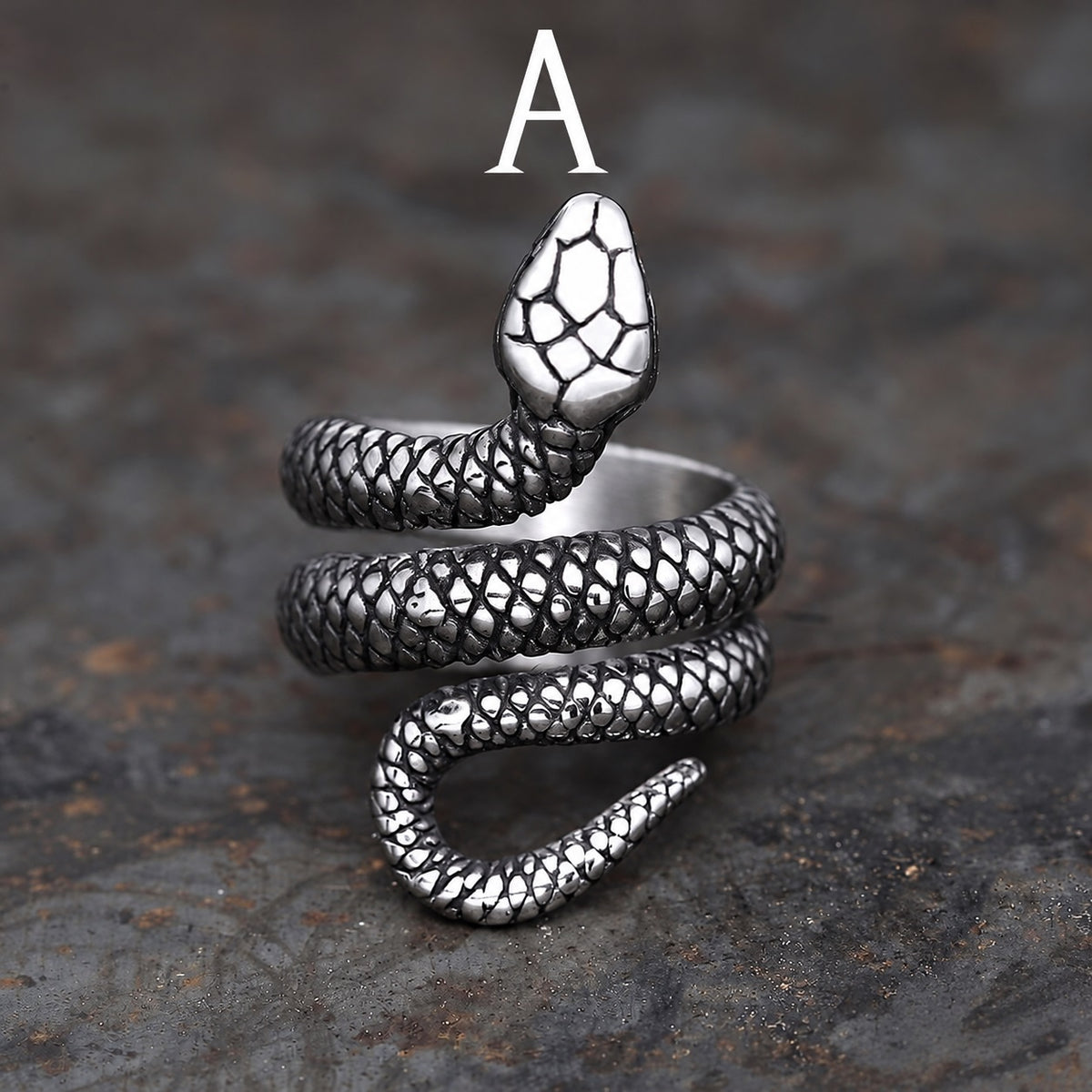 Coiled Snake Ring in Stainless Steel