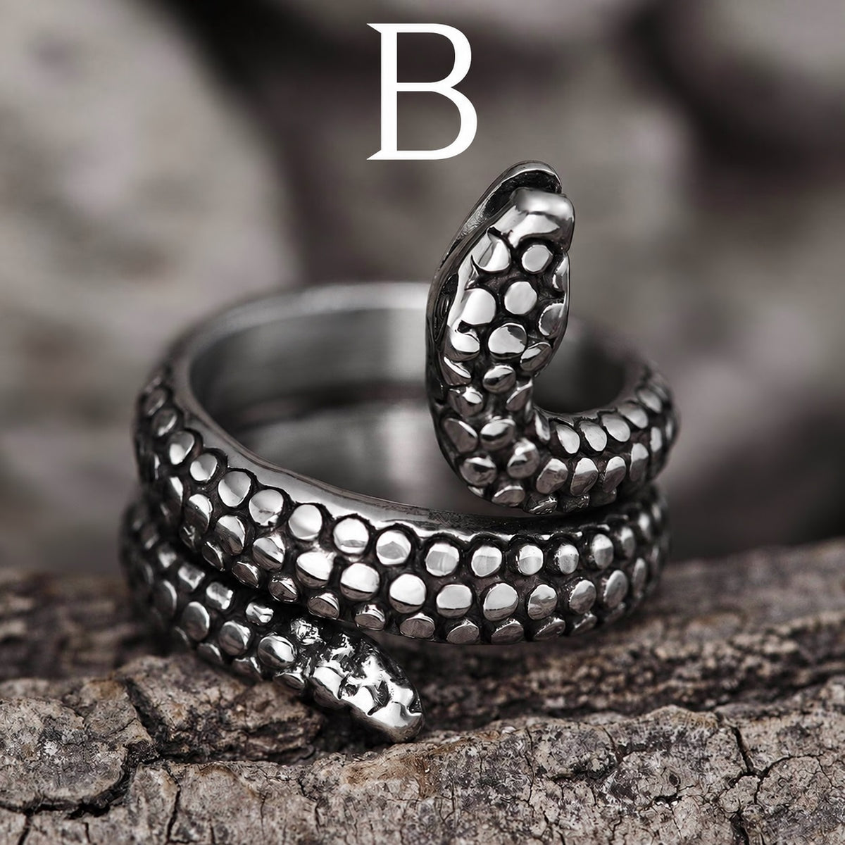 Coiled Snake Ring in Stainless Steel