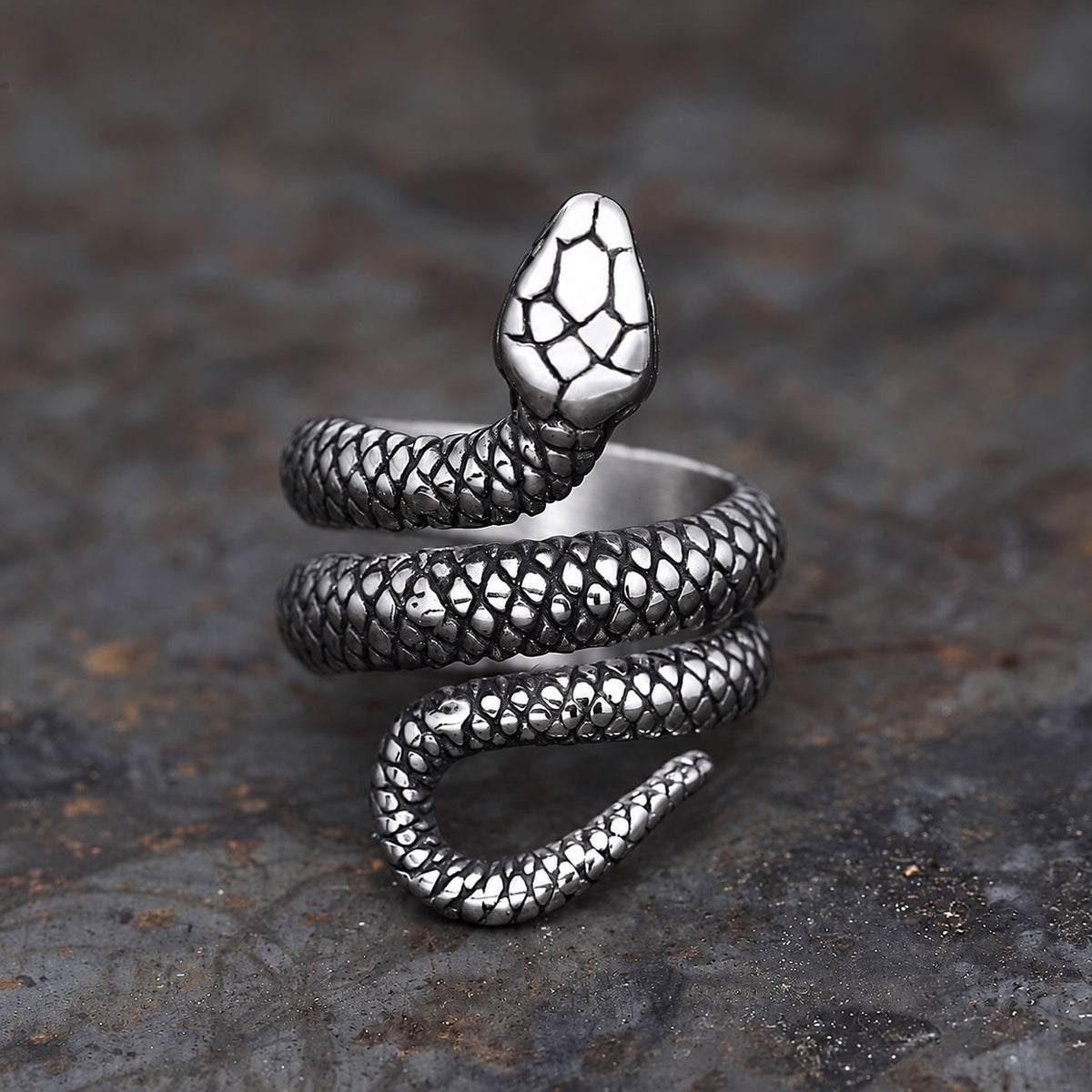 Coiled Snake Ring in Stainless Steel