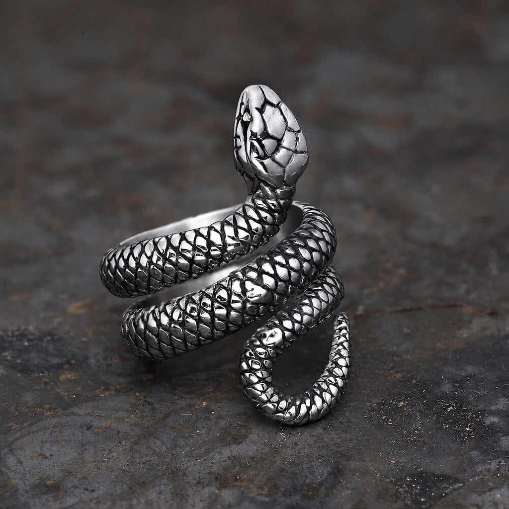 Coiled Snake Ring in Stainless Steel