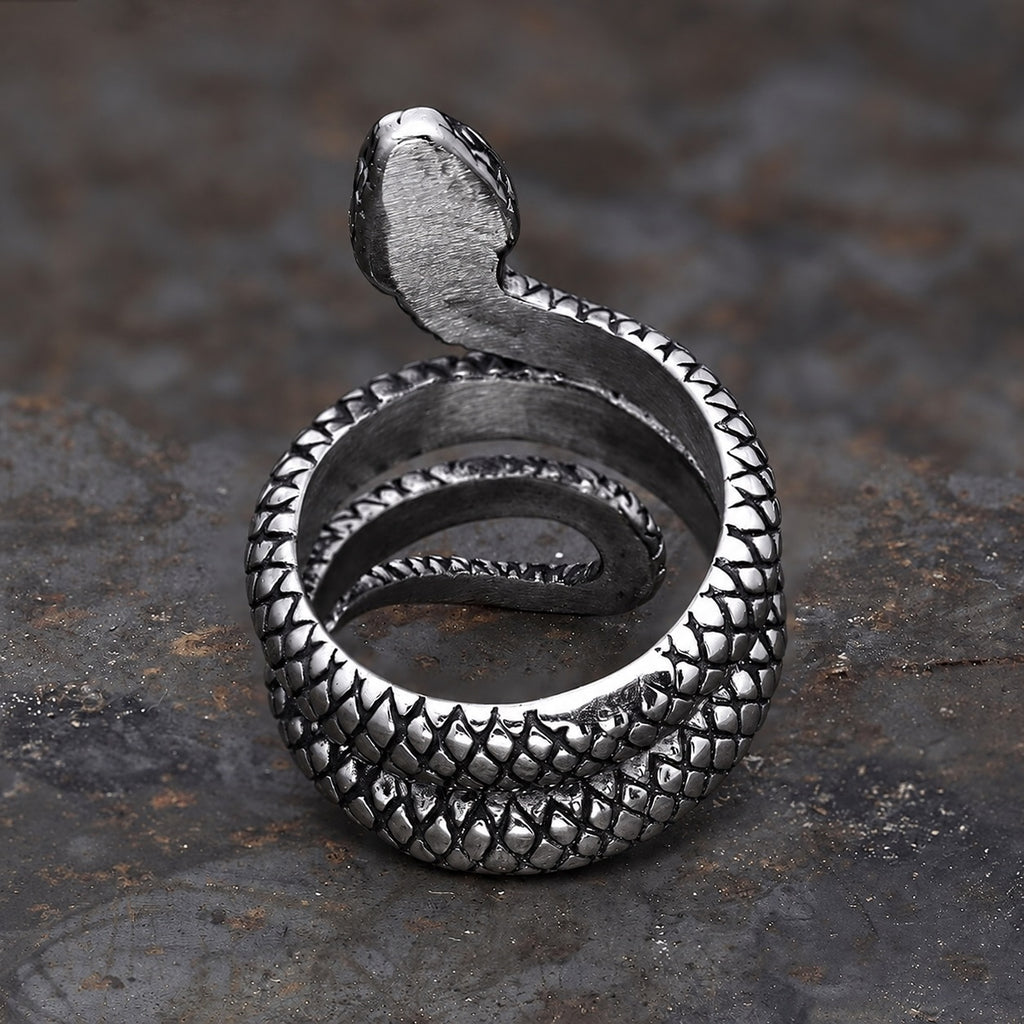Coiled Snake Ring in Stainless Steel