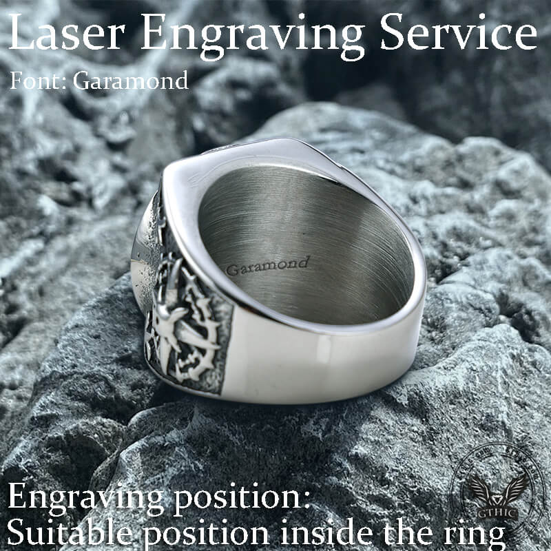 Compass Design Marine Ring in Stainless Steel