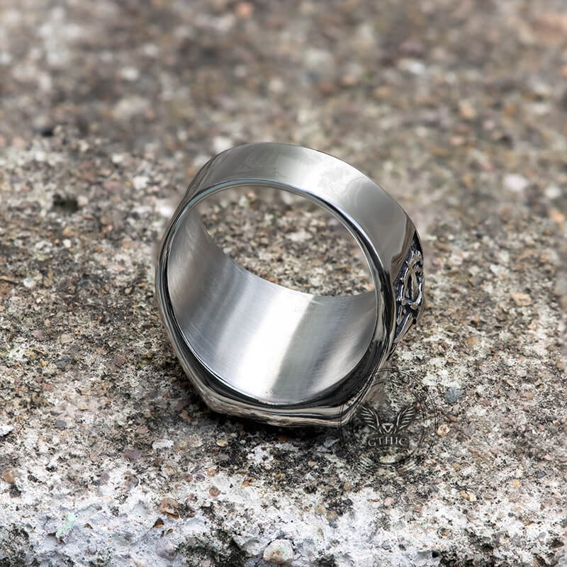 Compass Design Marine Ring in Stainless Steel