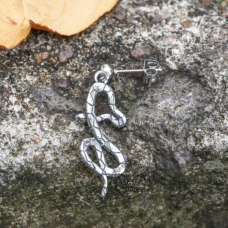 Crawling Snake Animal Stud Earrings in Stainless Steel