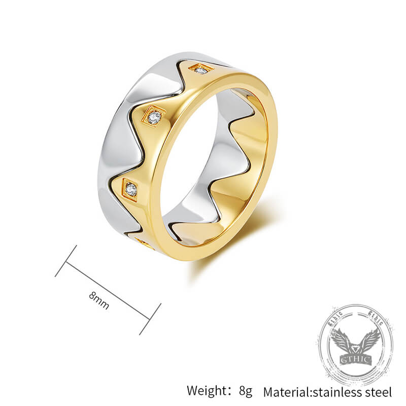 Creative Detachable Diamond Crown Ring in Stainless Steel