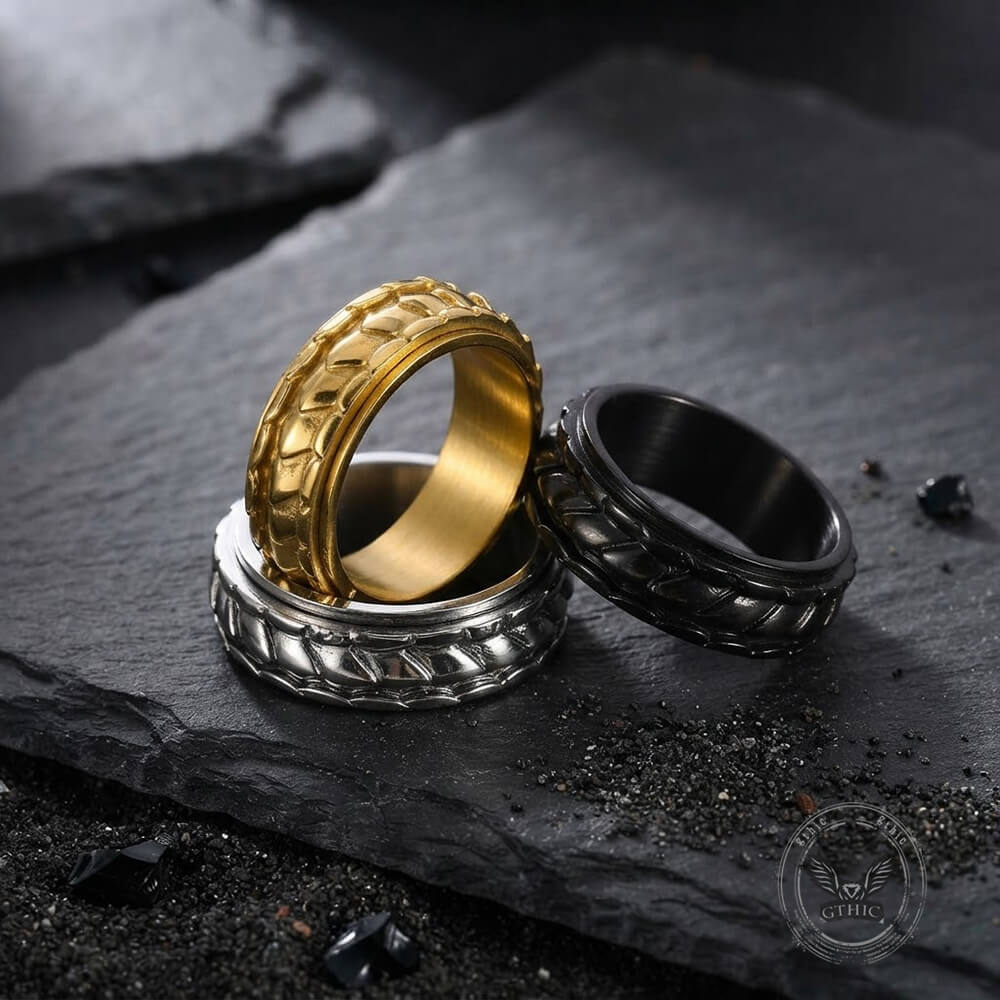 Creative Dragon Scale Stainless Steel Spinner Ring