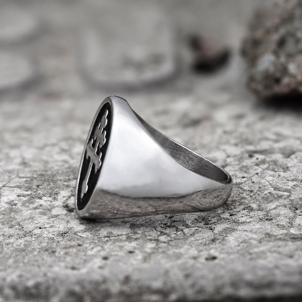 Cross of Lorraine Masonic Ring in Stainless Steel
