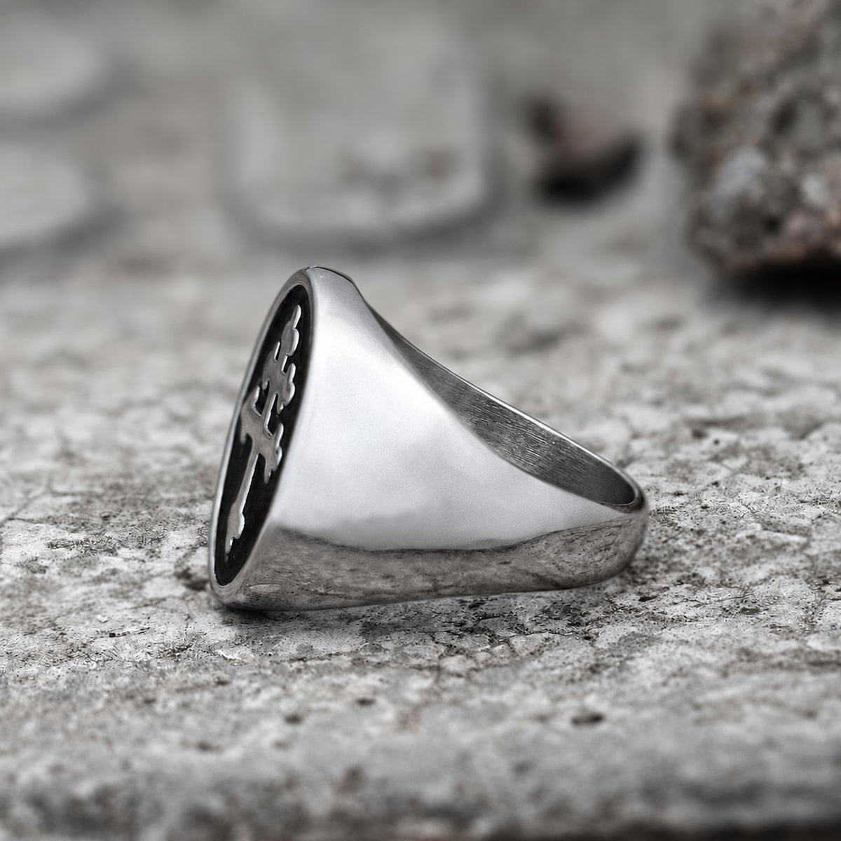 Cross of Lorraine Masonic Ring in Stainless Steel