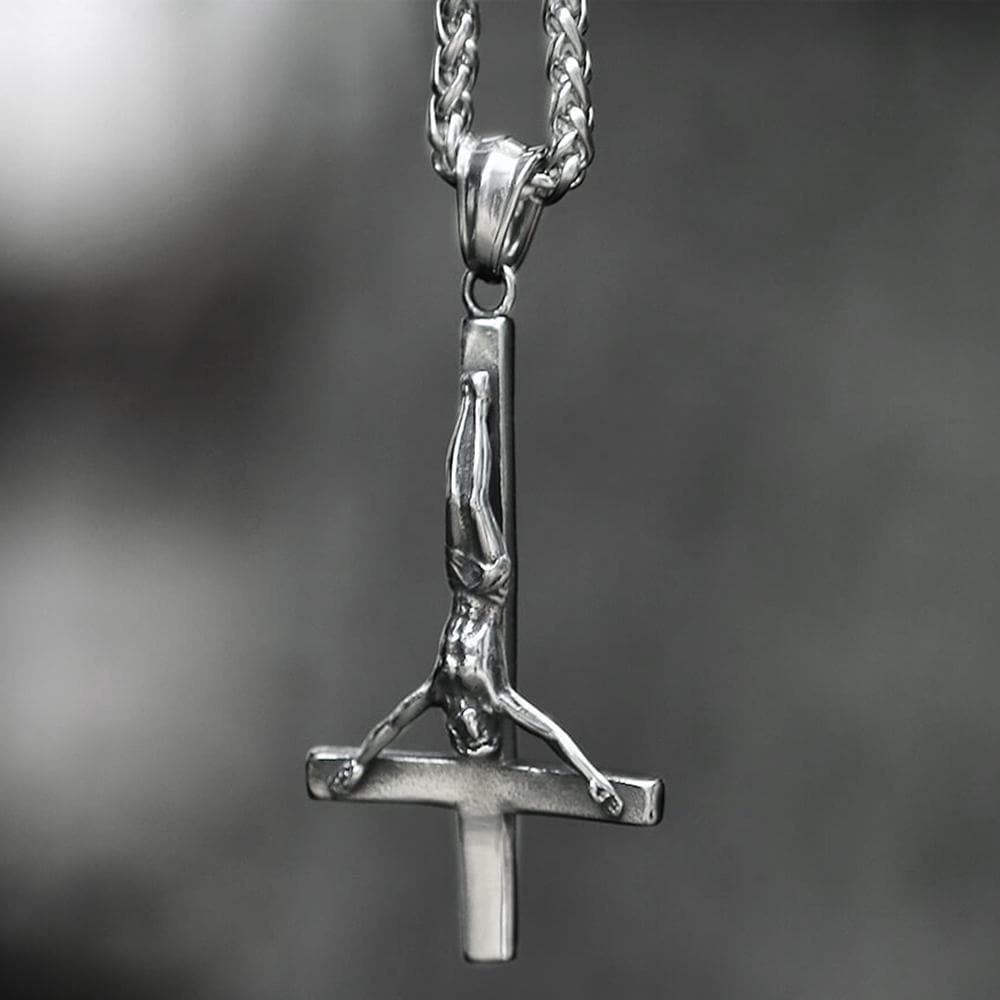 Cross of Saint Peter Pendant in Stainless Steel