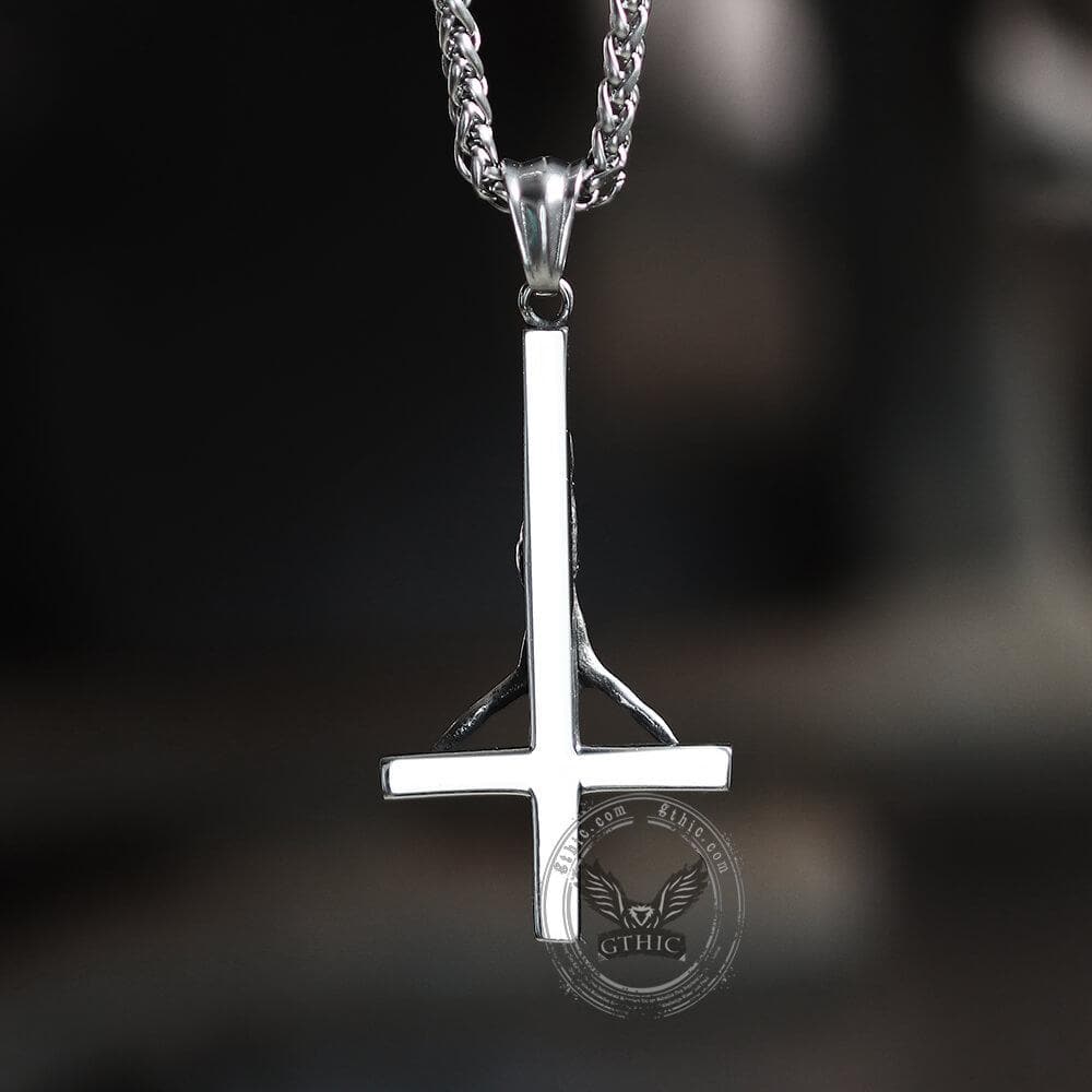 Cross of Saint Peter Pendant in Stainless Steel