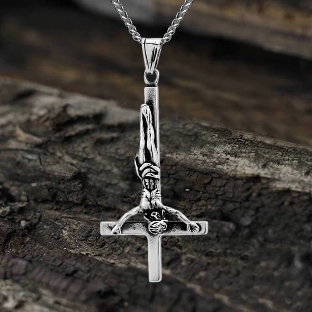 Cross of Saint Peter Pendant in Stainless Steel