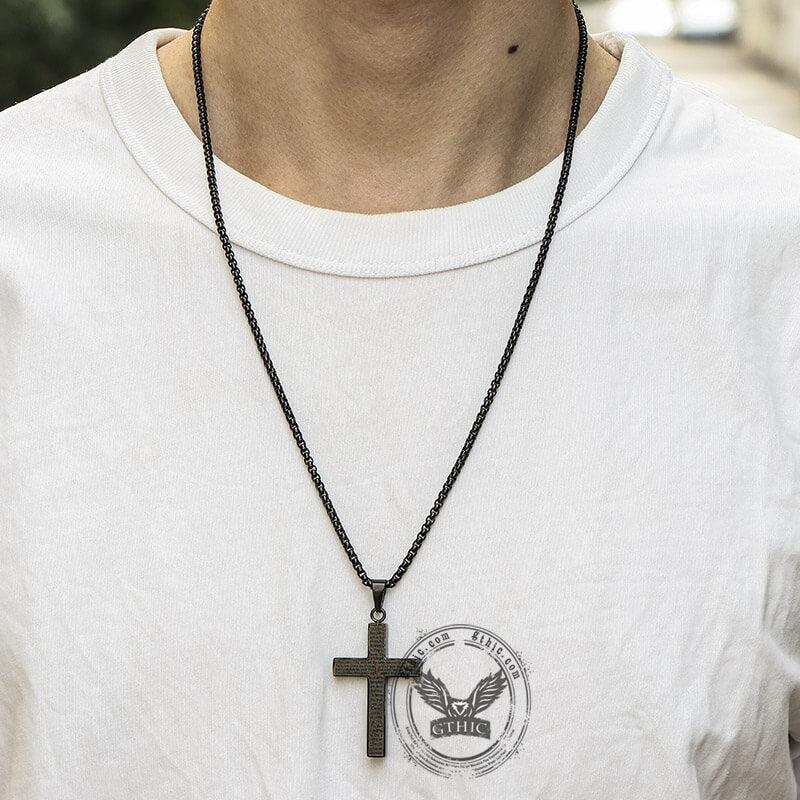 Cross Prayer Pendant in Stainless Steel