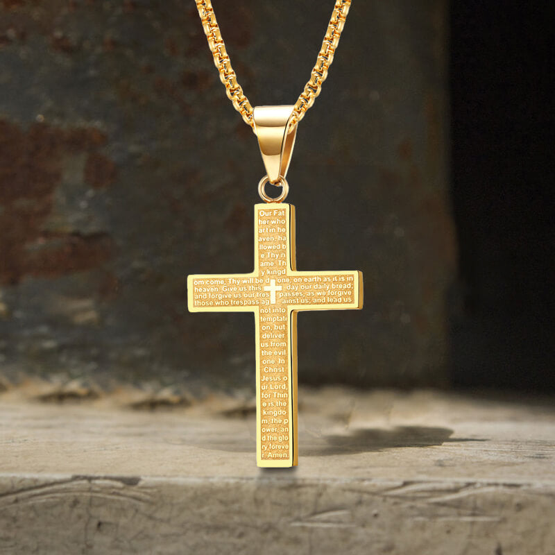 Cross Prayer Pendant in Stainless Steel