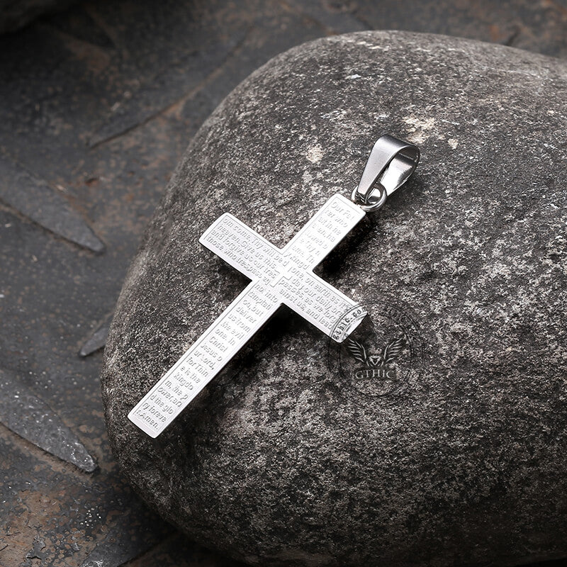 Cross Prayer Pendant in Stainless Steel