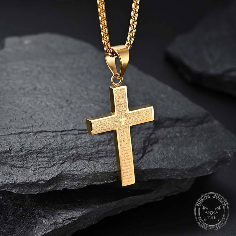 Cross Prayer Pendant in Stainless Steel