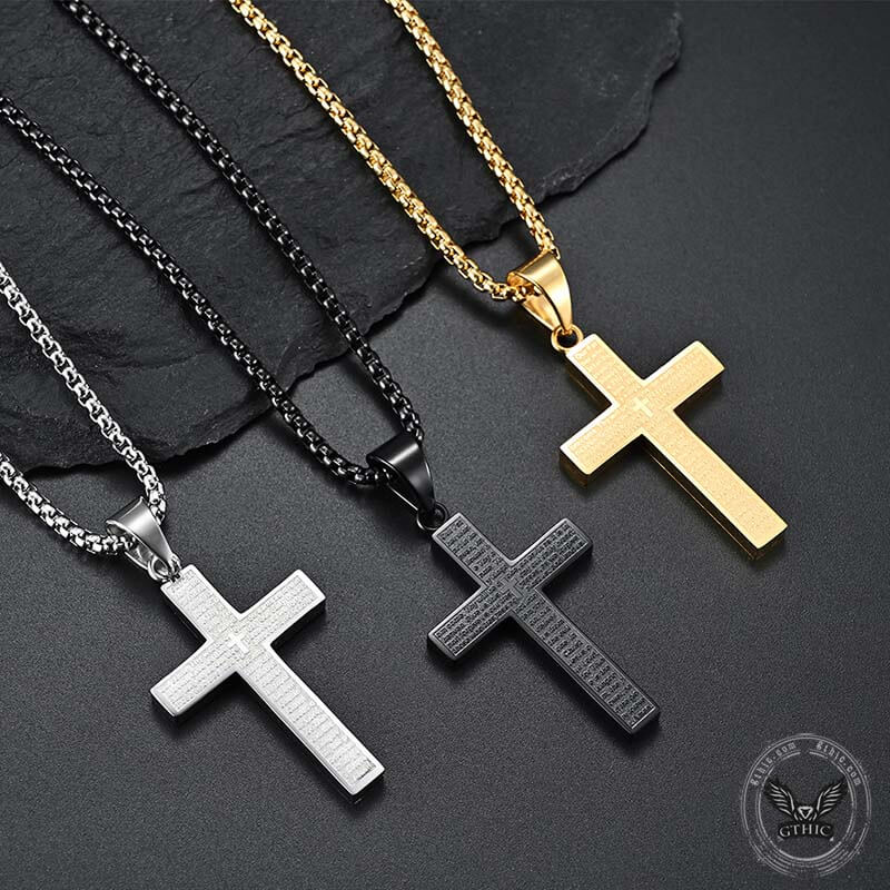 Cross Prayer Pendant in Stainless Steel