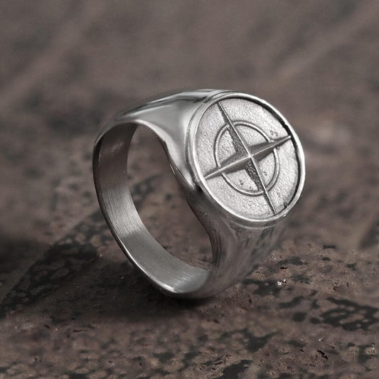 Cross Star Pattern Ring in Stainless Steel