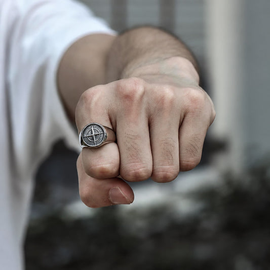 Cross Star Pattern Ring in Stainless Steel
