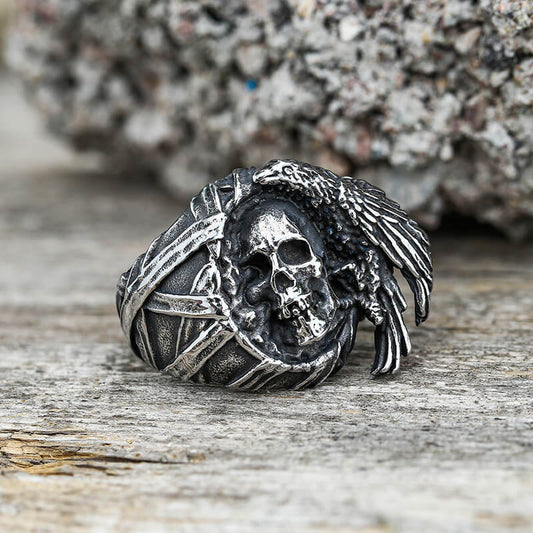 Crow Skull Ring in Stainless Steel