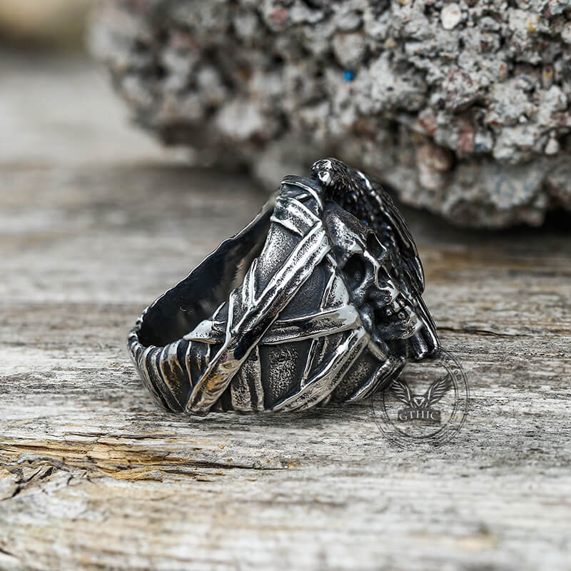 Crow Stainless Steel Skull Ring