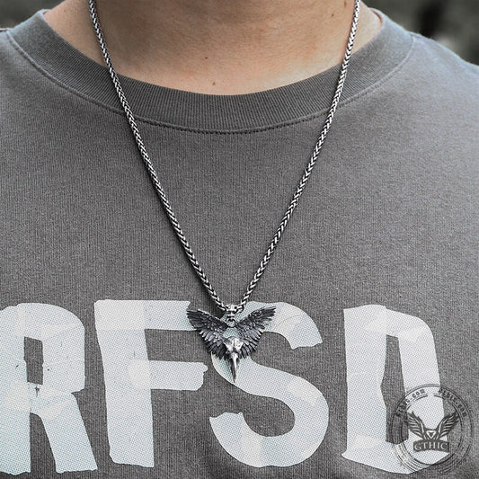 Crow Witcher Pendant in Stainless Steel