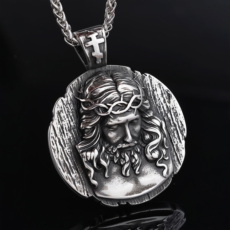 Crown of Thorns Jesus Pendant in Stainless Steel