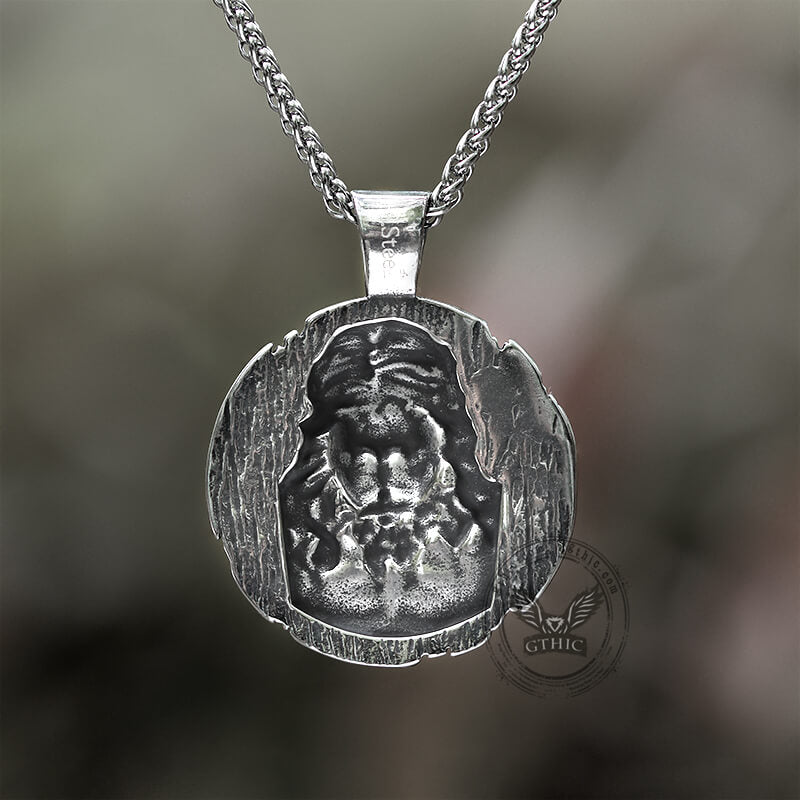 Crown of Thorns Jesus Pendant in Stainless Steel