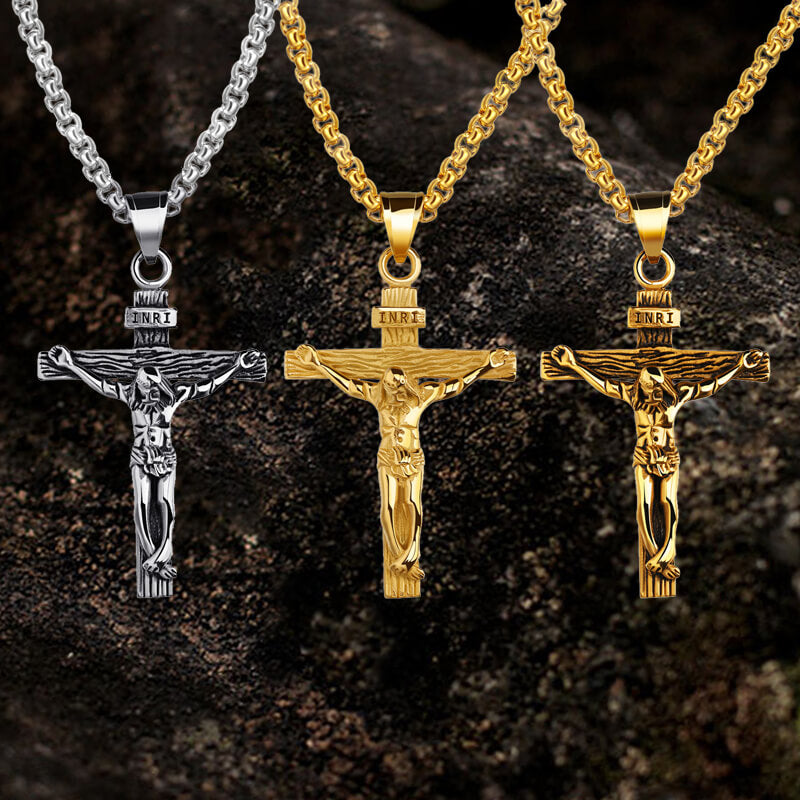 Crucifixion of Jesus Cross Pendant in Stainless Steel