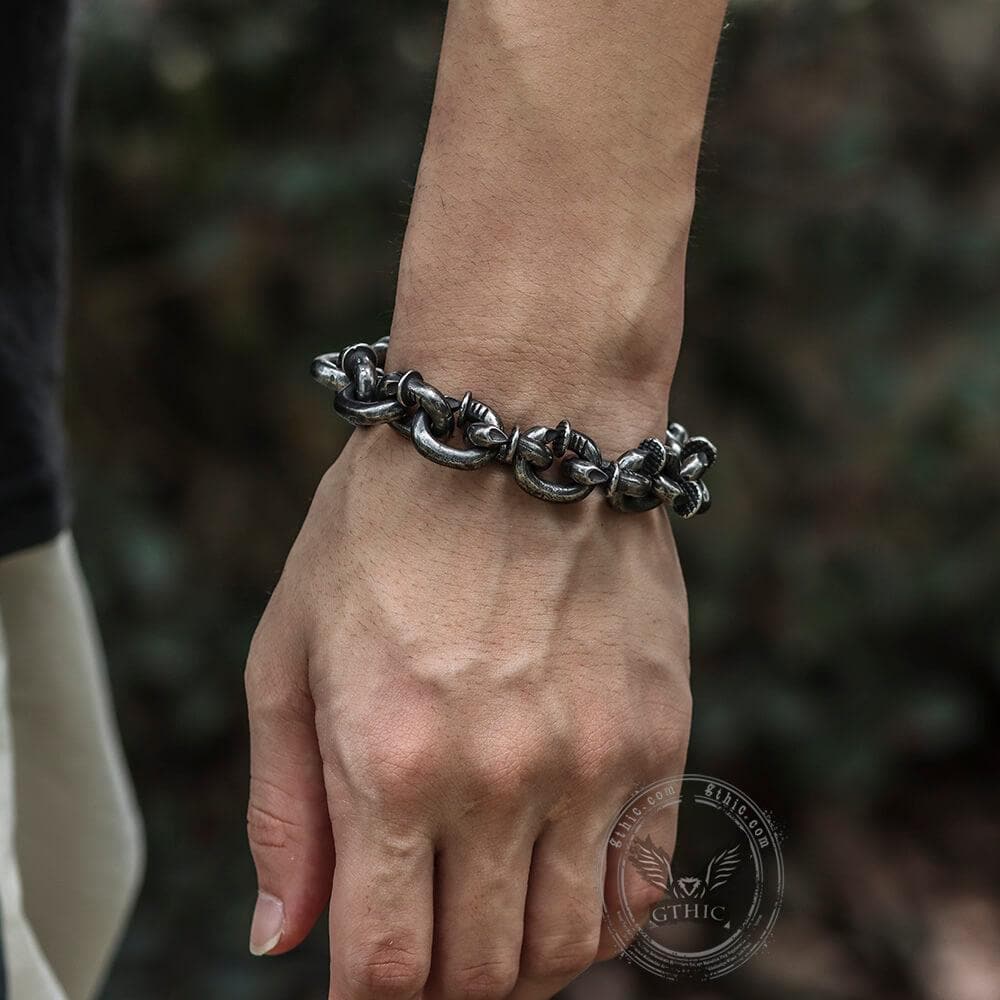 Curved Nail Bracelet in Stainless Steel