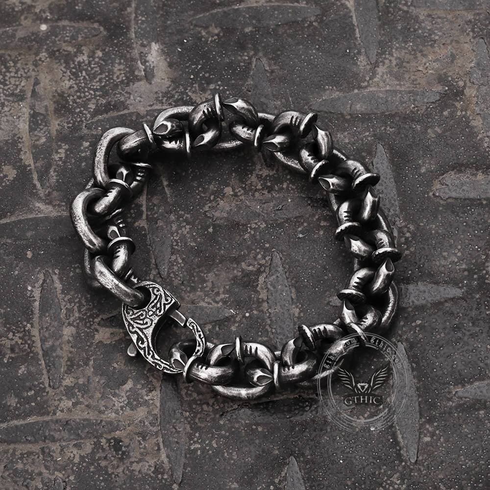 Curved Nail Bracelet in Stainless Steel