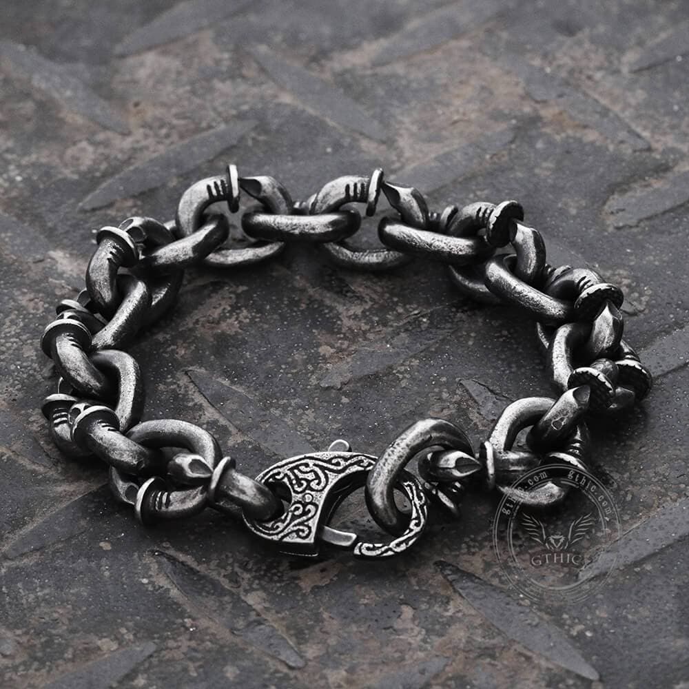 Curved Nail Bracelet in Stainless Steel