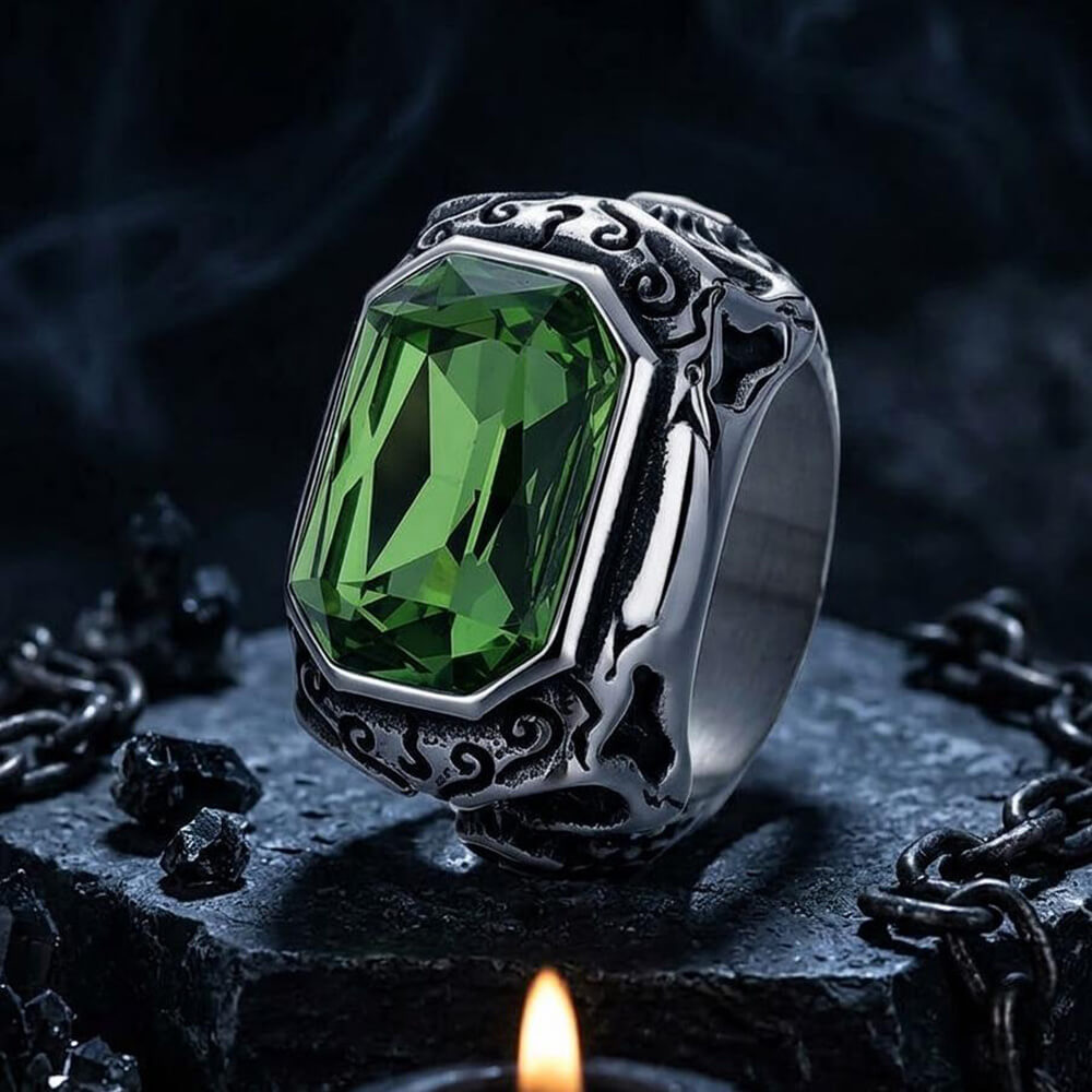 Vintage Zirconia Demon Eye Stainless Steel Skull Ring