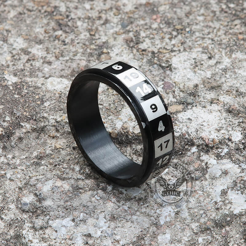 D20 Random Number Stainless Steel Spinner Dice Ring