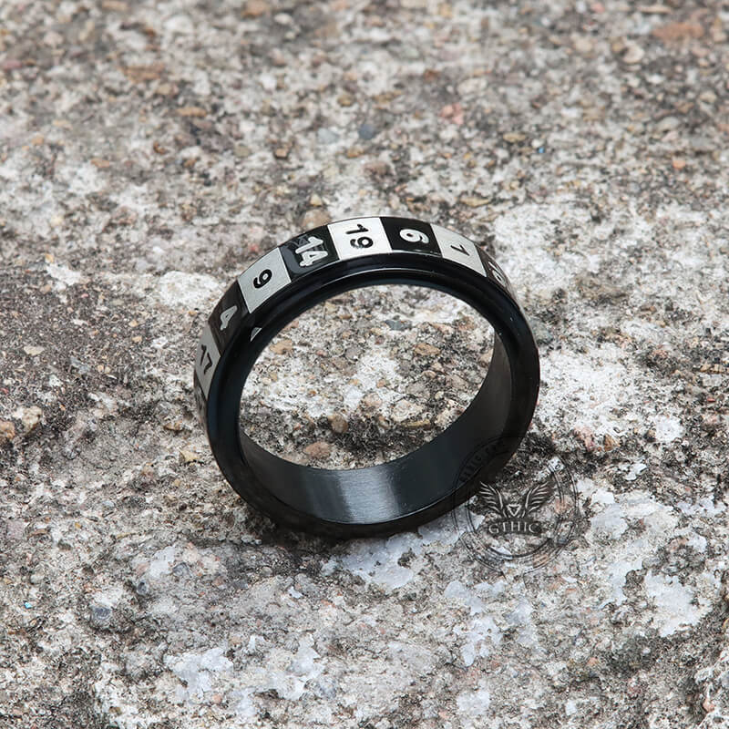 D20 Random Number Stainless Steel Spinner Dice Ring