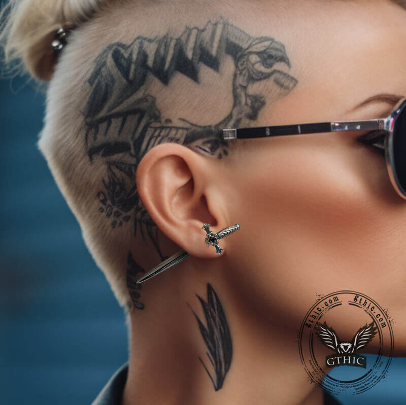 Dagger Sword Stud Earrings in Stainless Steel