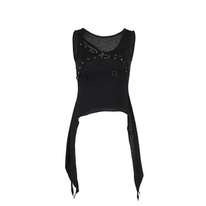 Dark-Style Irregular Gothic Fitted Vest Top