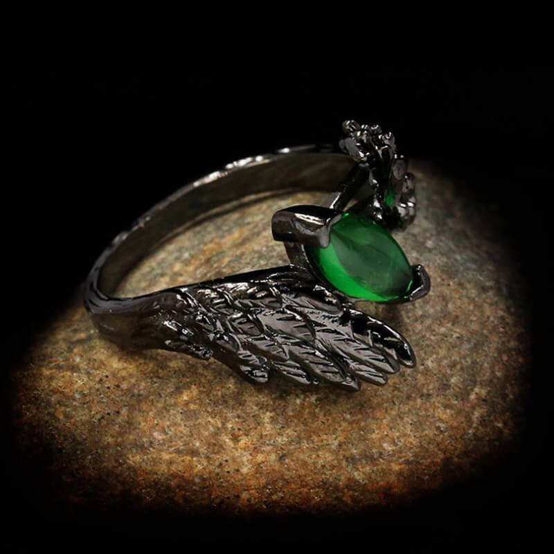 Dark Angel Wing Gothic Ring in Brass