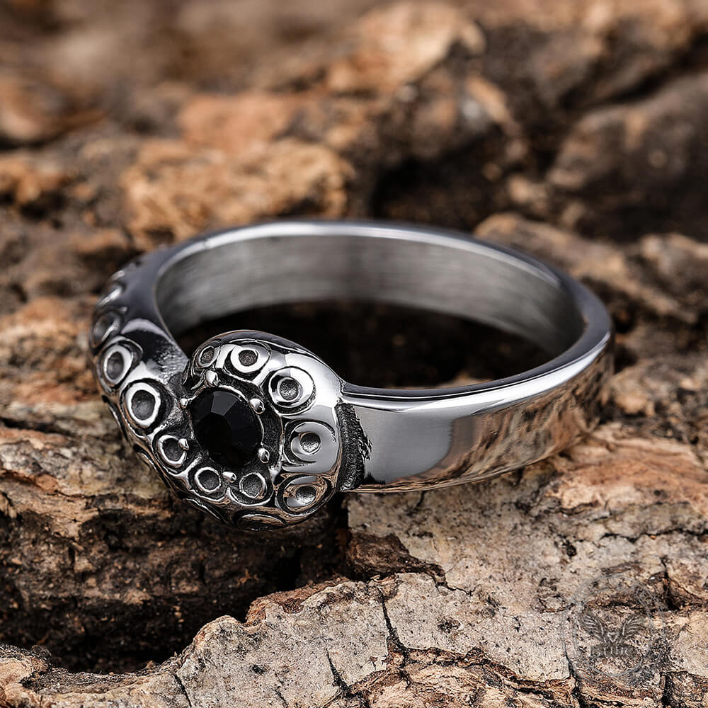 Dark Gem Octopus Tentacle Vintage Ring in Stainless Steel