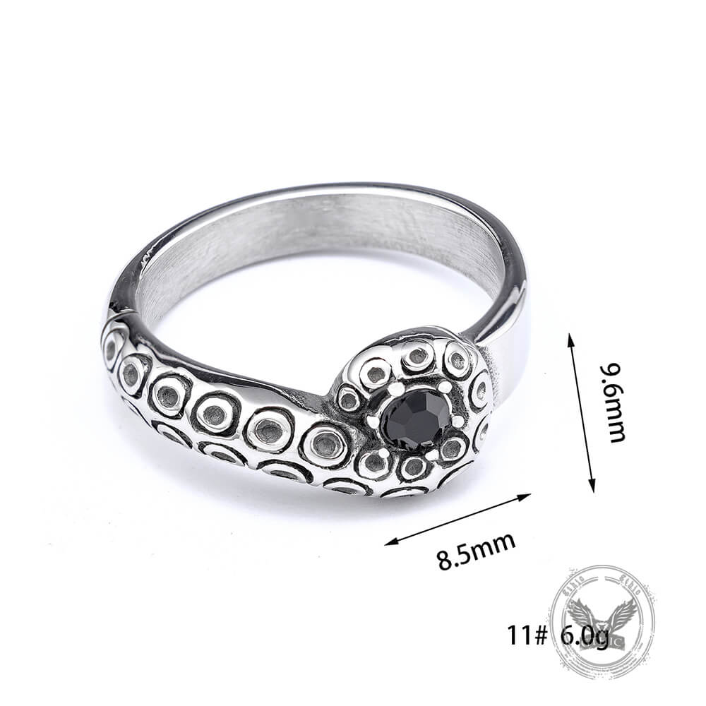Dark Gem Octopus Tentacle Vintage Ring in Stainless Steel