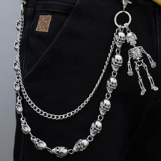 Dark Skull Double-Layer Hip-Hop Alloy Pants Chain