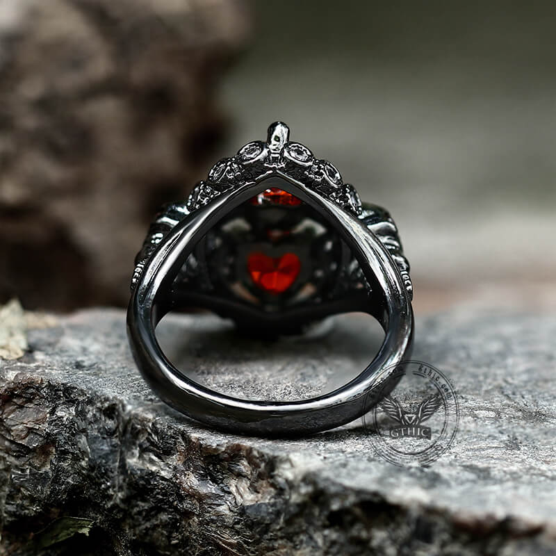 Dark Skull Zircon Brass Gothic Ring
