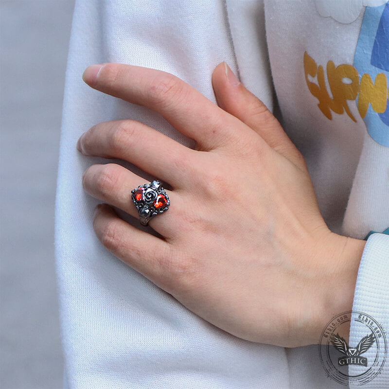 Dark Skull Zircon Brass Gothic Ring