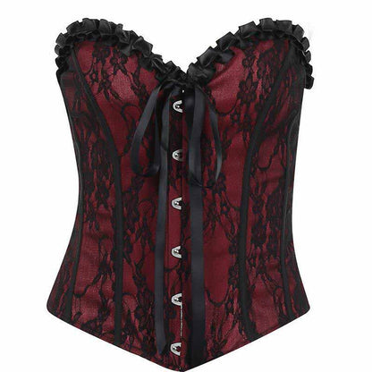 Dark Style Slim Lace V-Neck Lace-Up Tube Top
