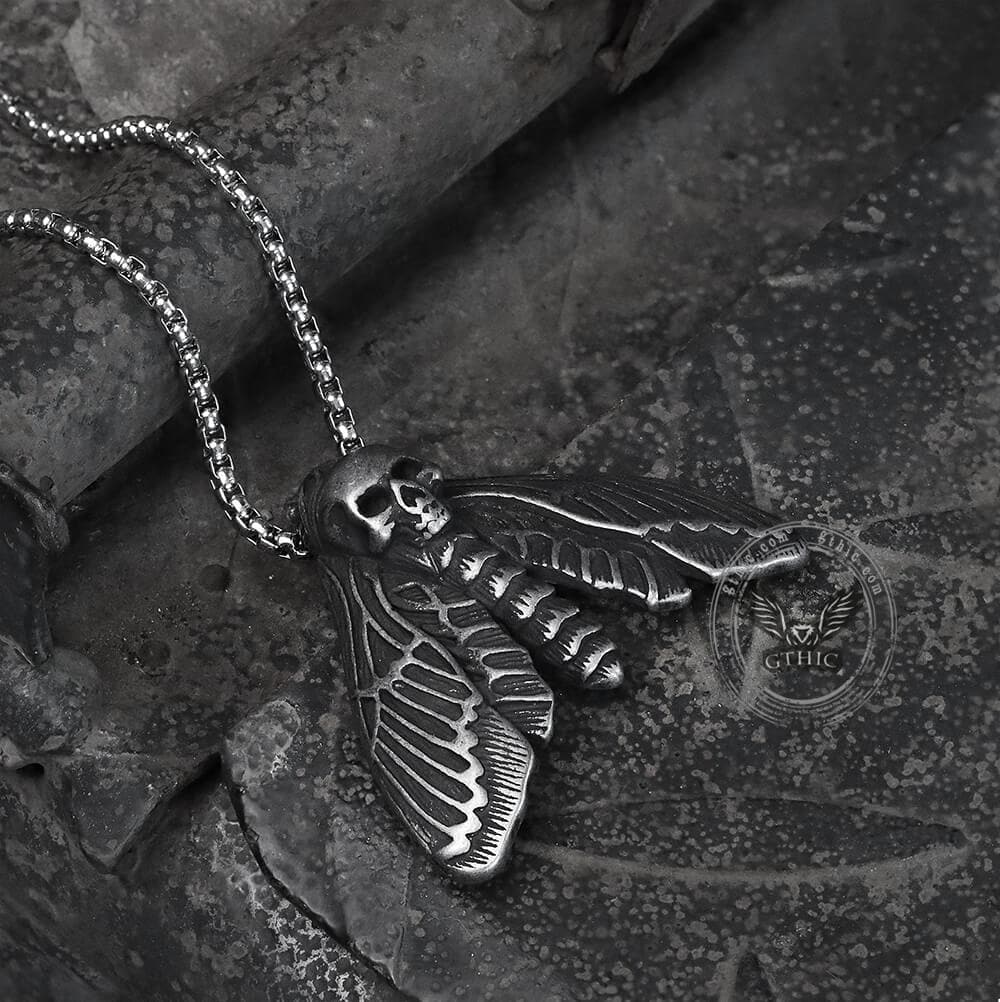 Death Head Moth Pendant in Stainless Steel