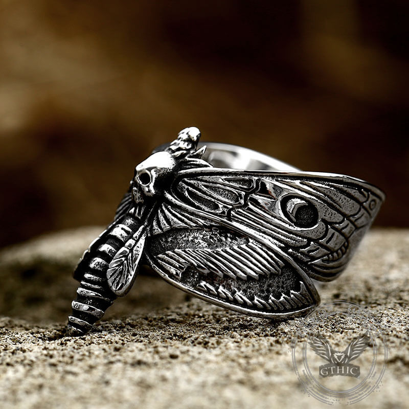 Death Head Moth Stainless Steel Skull Ring