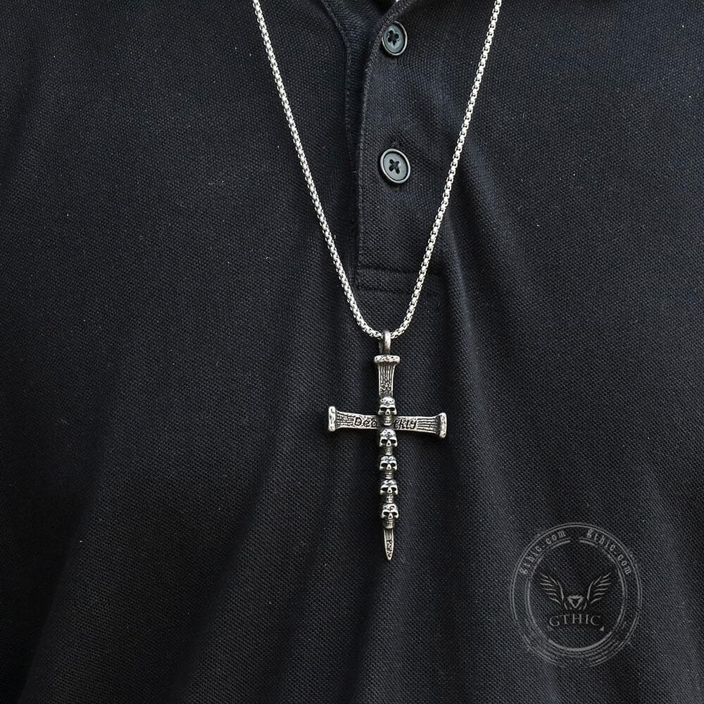 Deathly Skull And Cross Pendant in Stainless Steel