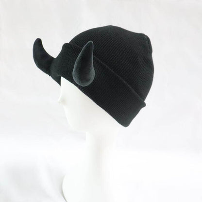 Demon Horned Knitted Beanie Hat