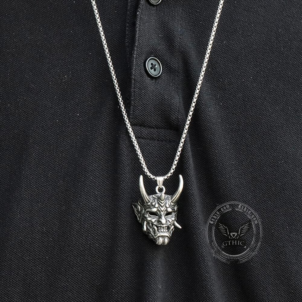 Yokai Oni Pendant in Stainless Steel