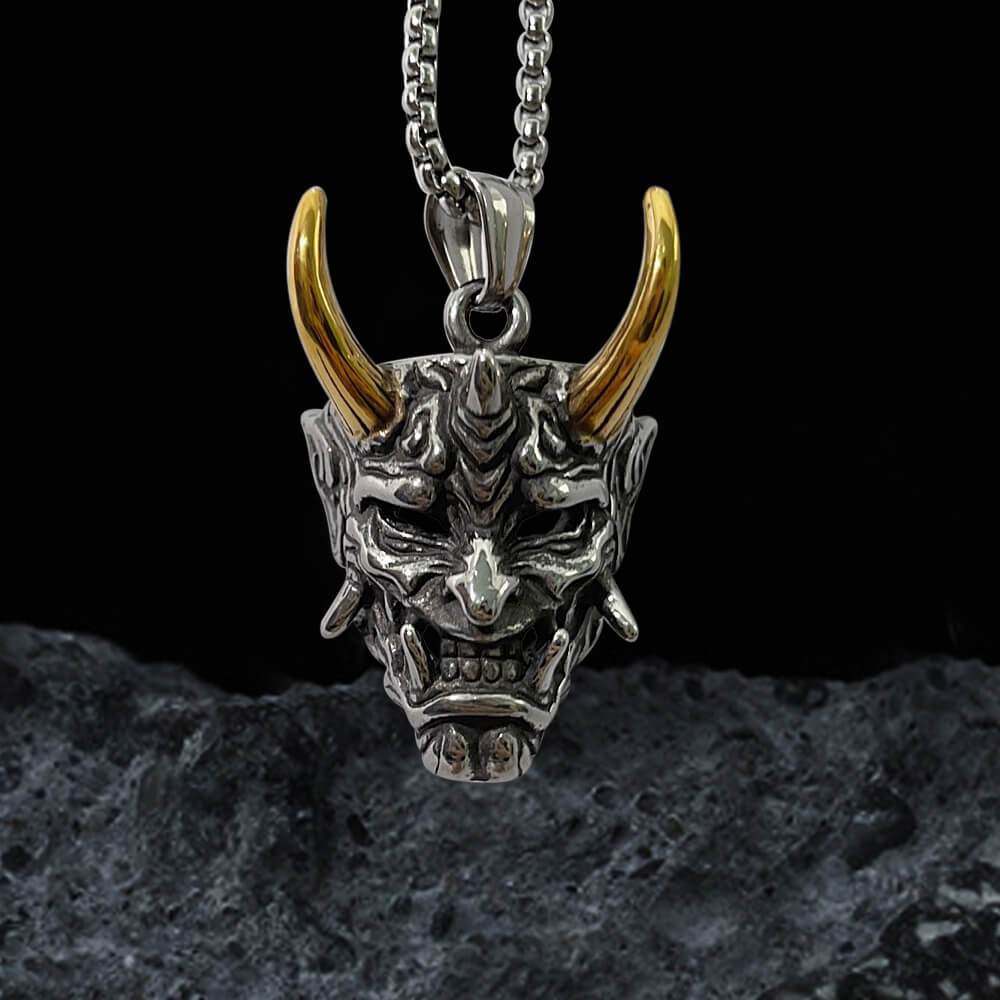 Yokai Oni Pendant in Stainless Steel