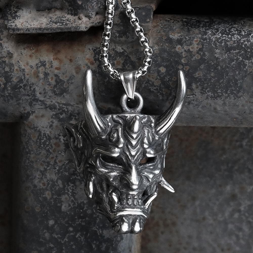 Yokai Oni Pendant in Stainless Steel